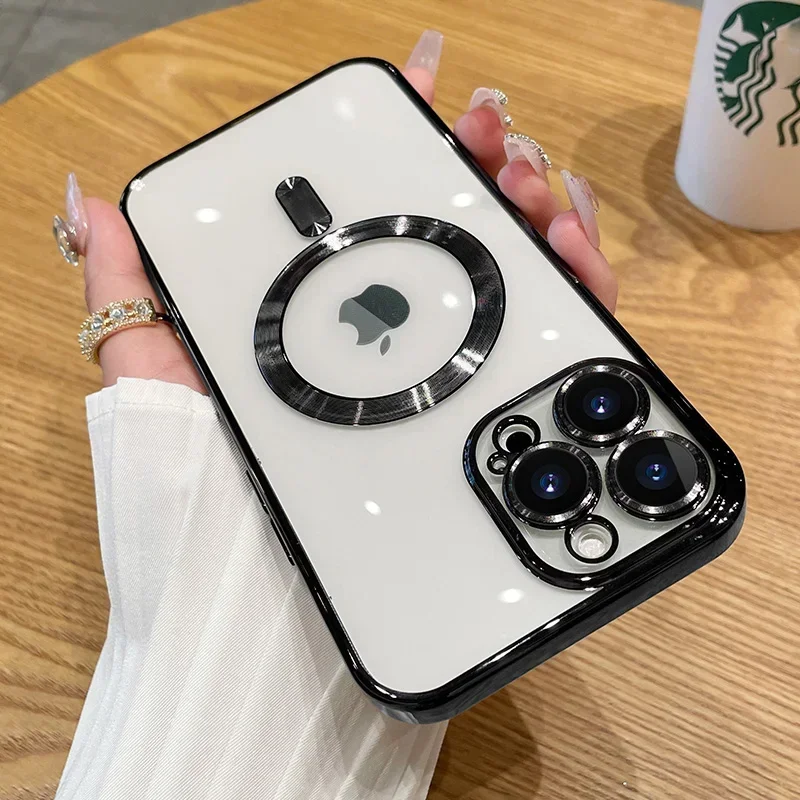 Luxury Plating For Magsafe Magnetic Case For iPhone 17 16 15 14 13 12 11 Pro Max Plus Wireless Charge Cover With Lens Protector - Image 16