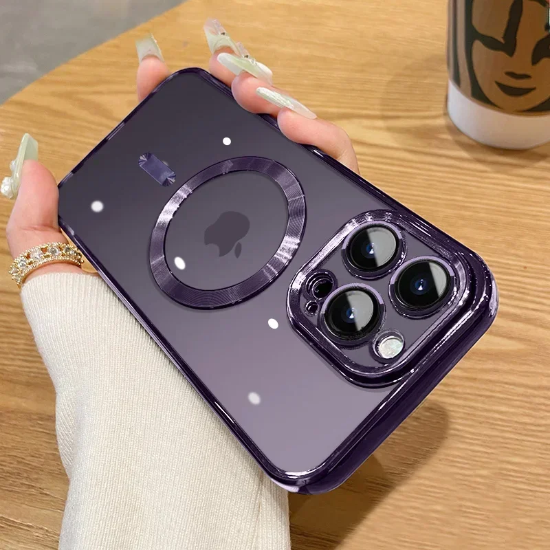 Luxury Plating For Magsafe Magnetic Case For iPhone 17 16 15 14 13 12 11 Pro Max Plus Wireless Charge Cover With Lens Protector - Image 12