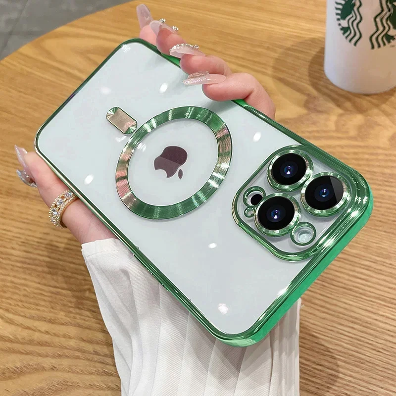 Luxury Plating For Magsafe Magnetic Case For iPhone 17 16 15 14 13 12 11 Pro Max Plus Wireless Charge Cover With Lens Protector - Image 8