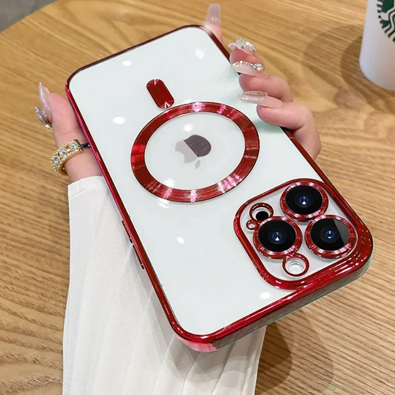 Luxury Plating For Magsafe Magnetic Case For iPhone 17 16 15 14 13 12 11 Pro Max Plus Wireless Charge Cover With Lens Protector - Image 11