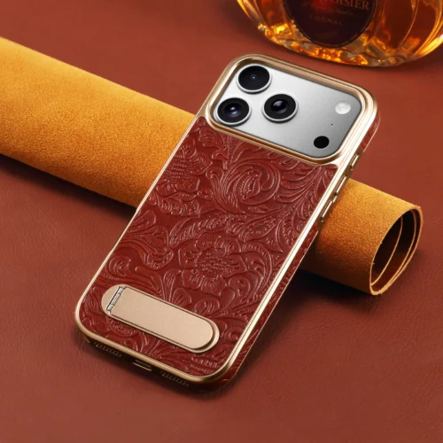 Applicable to high-end iPhone 16/17 Pro Max cases. Retro genuine leather electroplated edge phone case for iPhone 17 Air. Magnet