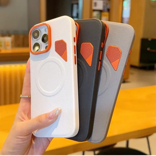 Orange Vent Magnetic Suction Ring Lens Heightening Protective Case For iPhone 17 Pro Max 17 Pro Air 16 15 + Camera Protect Cover