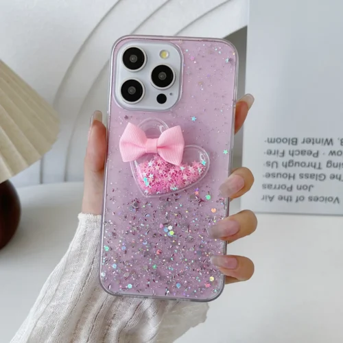 Luxury Cute Bling Glitter Phone Case For iPhone 17 16 15 14 13 12 11 Pro Max Plus Ultra-thin Quicksand Heart-shaped Back Cover