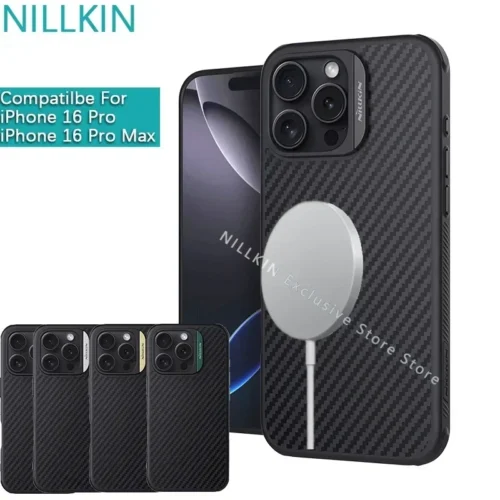 Nillkin For iPhone 16 Pro Max Case Synthetic Fiber Pro Magnetic case Shockproof phone case protective cover For iPhone 16 Pro 5G
