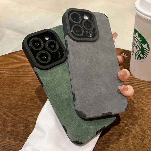 Fashion Matte Leather Silicone Case For iPhone 14 Plus 12 13 Mini 11 16 15 Pro Max 17 ProMax Lens Protection Shockproof Cover