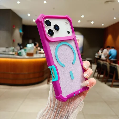 Luxury Soft Silicone Bumper Magnetic Wireless Charging Case For iPhone 17 16 15 14 13 12 Pro Max Glitter Clear Shockproof Cover