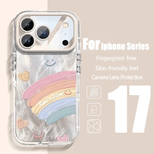 The new feather gauze phone case is a fully wrapped airbag lens anti fall protective cover for iPhone 17 16 15 14 13 Pro Max.