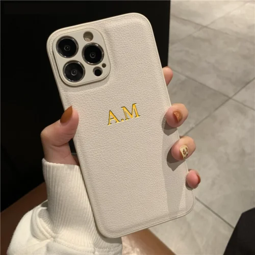 Personalized Phone Case For iPhone 17 16 15 14 13 12 11 Pro Max Plus 17Air Luxury PU Leather Customized Initials Name Gift Cover