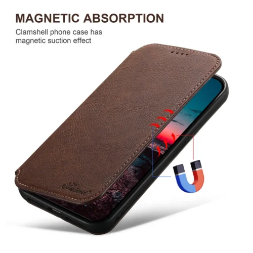 For Magsafe Magnetic Wireless Charge Case for iPhone 17 16 15 14 13 12 Pro Max Shockproof Leather Wallet Card Slots Flip Cover