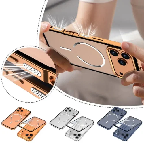 Frameless Case for iPhone 17 Pro Max Air Magsafe Wirelss Charge Case for iPhone 13 14 15 16 Pro Max Ultra Thin PC Plating Cover