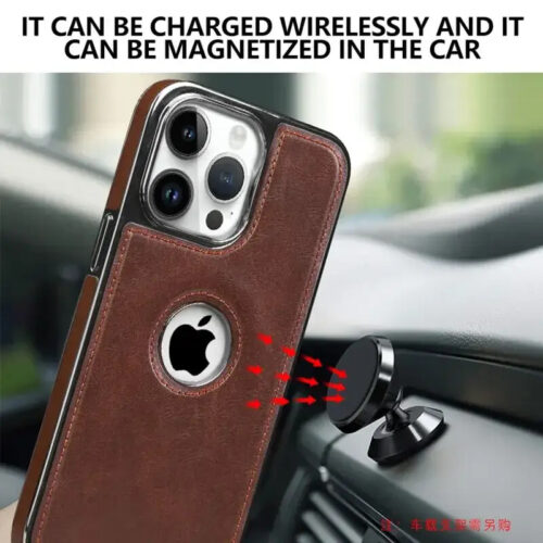 Luxury Leather Plating Magnetic Phone Case For iPhone 12 13 14 15 16 Pro Max 16Plus Hollow Logo Magsafe Wireless Charging Cover