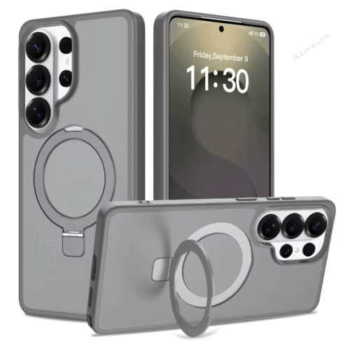 Luxury Matte Magnetic Phone Case for Samsung Galaxy S26 S23 S22 S24 S25 FE Ultra Edge Magsafe Metal Stand Charge Protector Cover