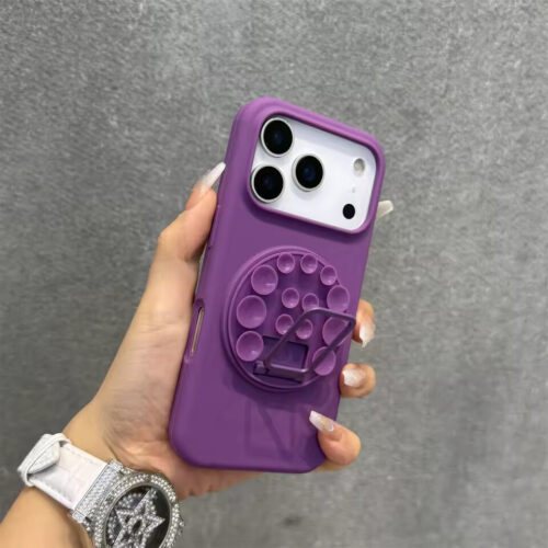 For iPhone 17 Pro Max Case Sea Blue Suction Cup Stand Silicone Shockproof iPhone Case Compatible with iPhone 16
