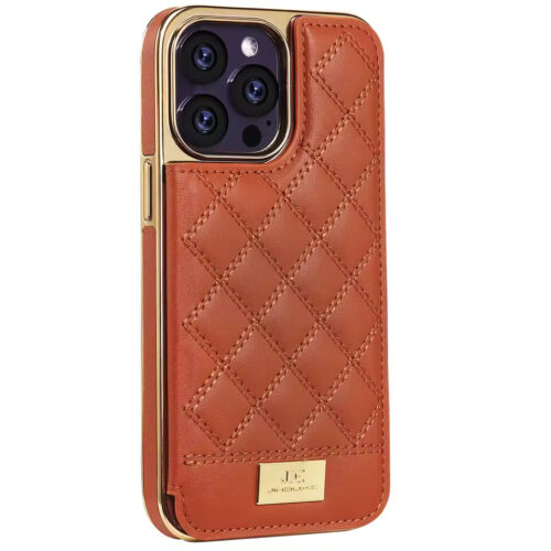 Magnetic Leather Wallet Case For iPhone 15 12 13 14 Pro Max Plus Shockproof High-end Gold Plating Grid Pattern Card Slots Cover