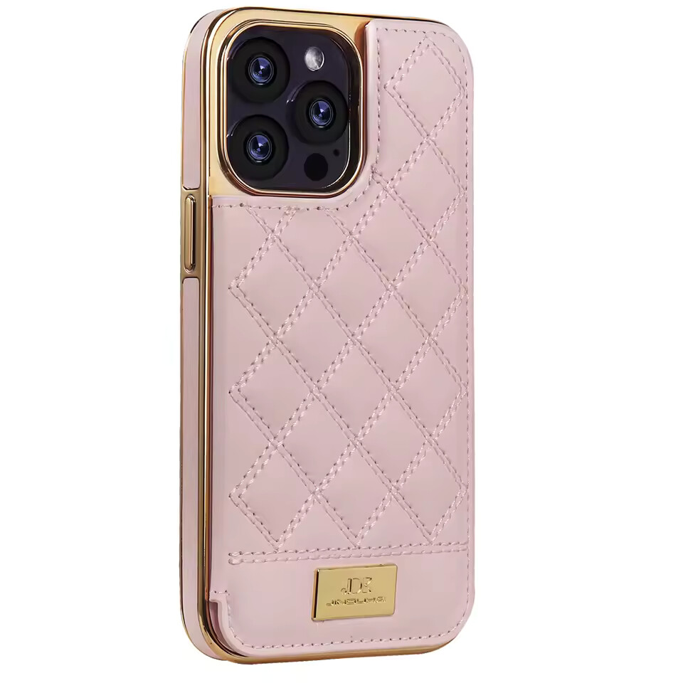 Magnetic Leather Wallet Case For iPhone 15 12 13 14 Pro Max Plus Shockproof High-end Gold Plating Grid Pattern Card Slots Cover - Image 3