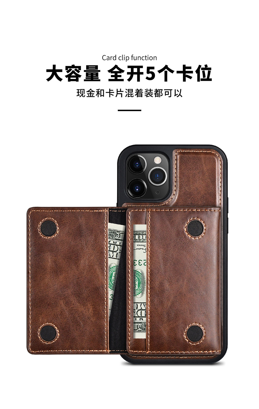 for Magsafe Flip Leather Cover for iPhone 16 Pro Max 15 Plus 14 13Pro 2 in 1 Detachable Magnetic Wallet Card Holder Phone Case - Image 10