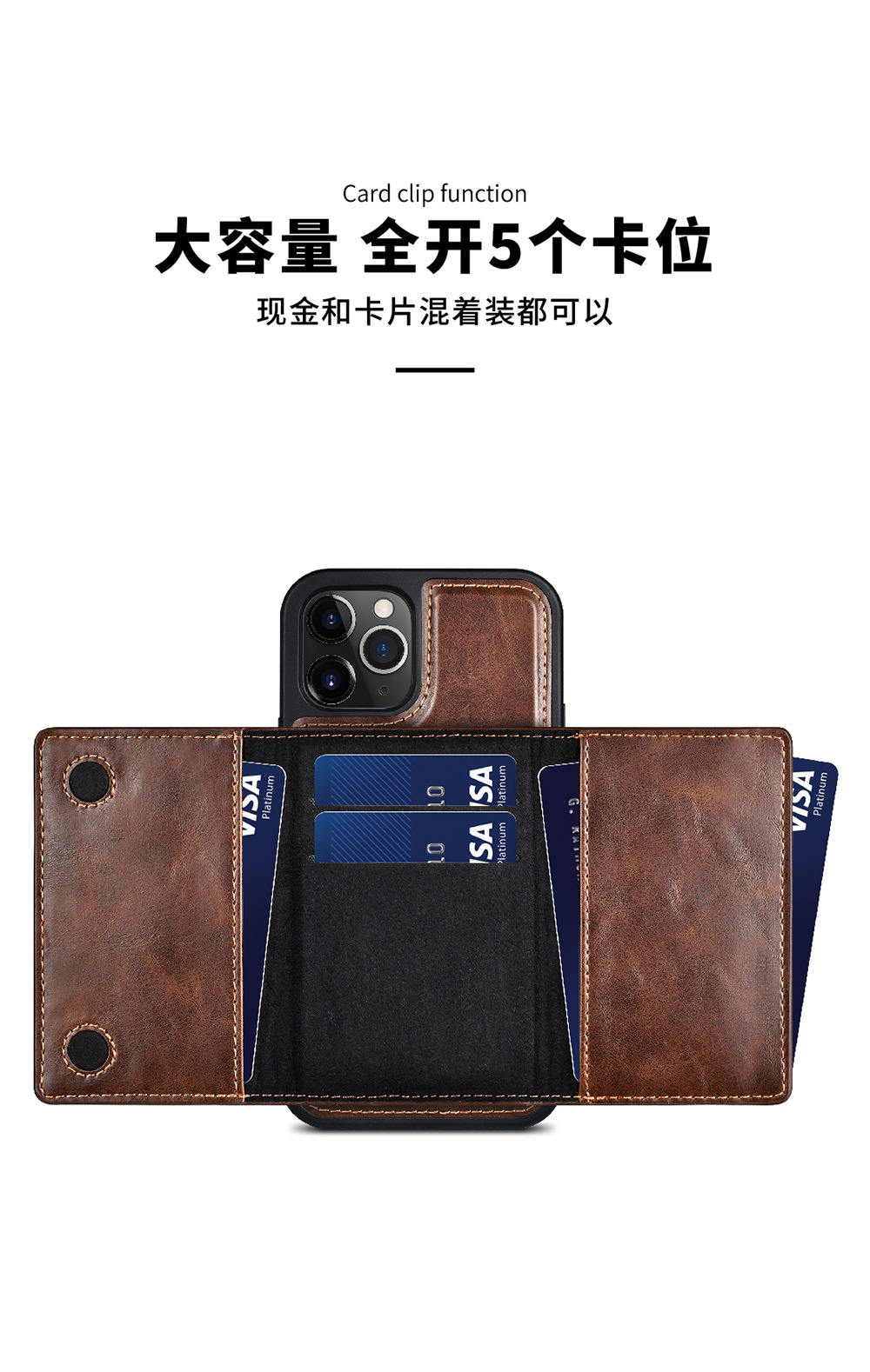 for Magsafe Flip Leather Cover for iPhone 16 Pro Max 15 Plus 14 13Pro 2 in 1 Detachable Magnetic Wallet Card Holder Phone Case - Image 11