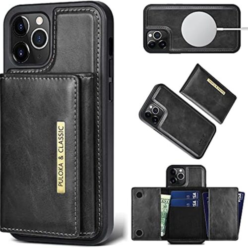 for Magsafe Flip Leather Cover for iPhone 16 Pro Max 15 Plus 14 13Pro 2 in 1 Detachable Magnetic Wallet Card Holder Phone Case