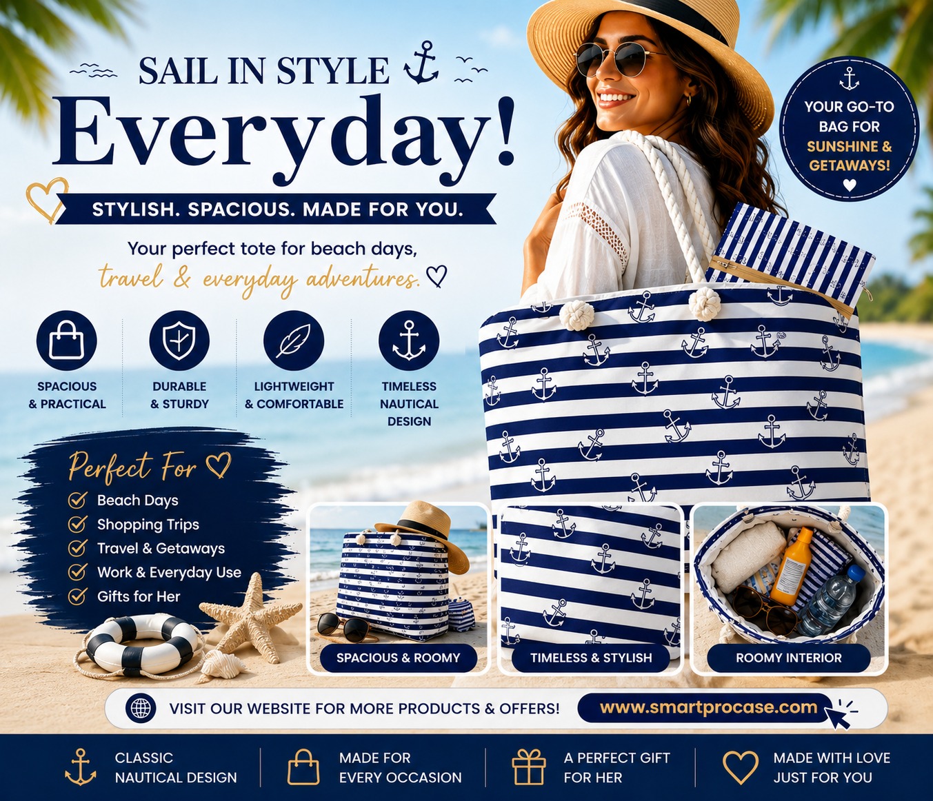 ✨ Le Sac d’Été Parfait ✨ Stylieux, spacieux et conçu pour toutes vos aventures ! Que ce soit pour la plage, le shopping, les voyages ou les sorties ensoleillées, ce sac est votre compagnon idéal au quotidien.