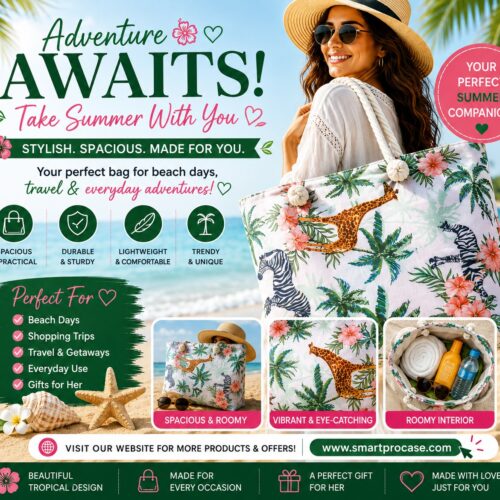 ✨ Le Sac d’Été Parfait ✨  Stylieux, spacieux et conçu pour toutes vos aventures ! Que ce soit pour la plage, le shopping, les voyages ou les sorties ensoleillées, ce sac est votre compagnon idéal au quotidien.
