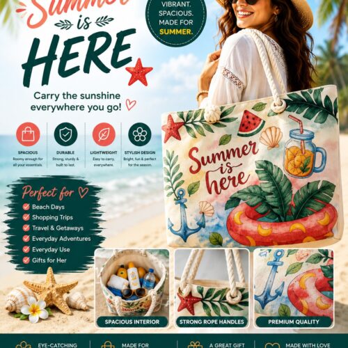 ✨ Le Sac d’Été Parfait ✨  Stylieux, spacieux et conçu pour toutes vos aventures ! Que ce soit pour la plage, le shopping, les voyages ou les sorties ensoleillées, ce sac est votre compagnon idéal au quotidien.