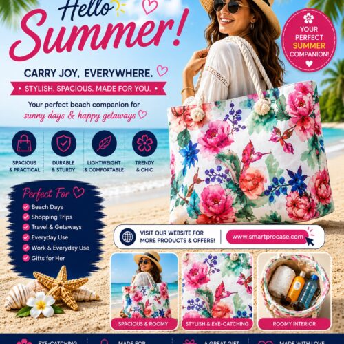 ✨ Le Sac d’Été Parfait ✨  Stylieux, spacieux et conçu pour toutes vos aventures ! Que ce soit pour la plage, le shopping, les voyages ou les sorties ensoleillées, ce sac est votre compagnon idéal au quotidien.