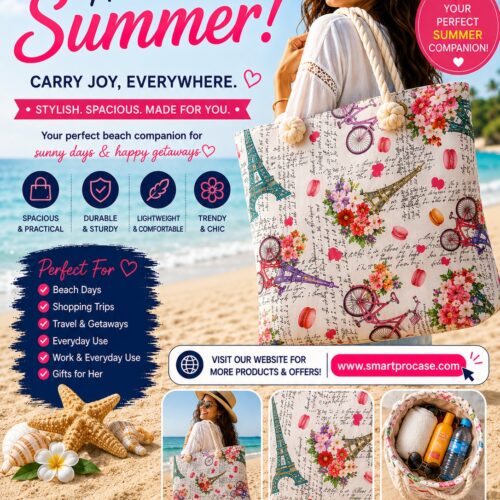 ✨ Le Sac d’Été Parfait ✨  Stylieux, spacieux et conçu pour toutes vos aventures ! Que ce soit pour la plage, le shopping, les voyages ou les sorties ensoleillées, ce sac est votre compagnon idéal au quotidien.