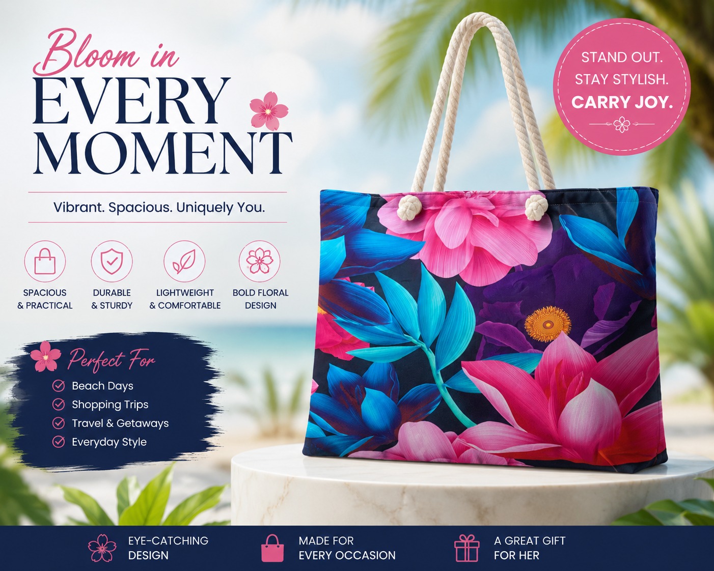 ✨ Le Sac d’Été Parfait ✨ Stylieux, spacieux et conçu pour toutes vos aventures ! Que ce soit pour la plage, le shopping, les voyages ou les sorties ensoleillées, ce sac est votre compagnon idéal au quotidien - Image 3