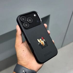 IPhone 17 Pro Max with SmartProCase leather cover and Justin Series design.