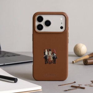 Leather iPhone 17 Pro Max case with Santa Barbara design and Magsafe.