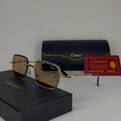 Leopard Head  Metal Frameless Sunglasses High Quality Luxury Brand Classic Casual Sun Glasses Unisex Sports Rectangle Shade GlASSES
