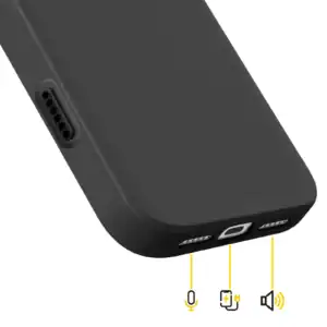 Black silicone shockproof case for iPhone 17 Pro Max with Magsafe.