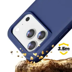Blue silicone shockproof case for iPhone 17 Pro Max with magnetic Magsafe.