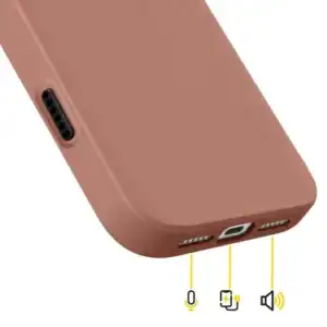 Pink matte silicone case for iPhone 17 Pro Max with shockproof design.