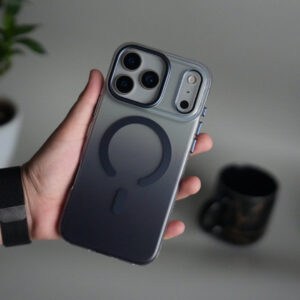 Premium iPhone 17 Pro case with hanging rope bracket and AI button design.