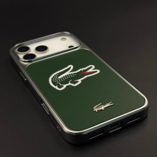 Luxury Lifestyle Brand Croc-Metallic Emblem Case with Metallic Frame for iPhone 17 18 13 14 15 16 12 Series