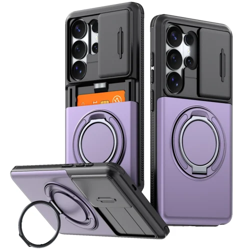 Coque Armure Cache Caméra avec Anneau et Porte-Carte – Samsung Galaxy S26